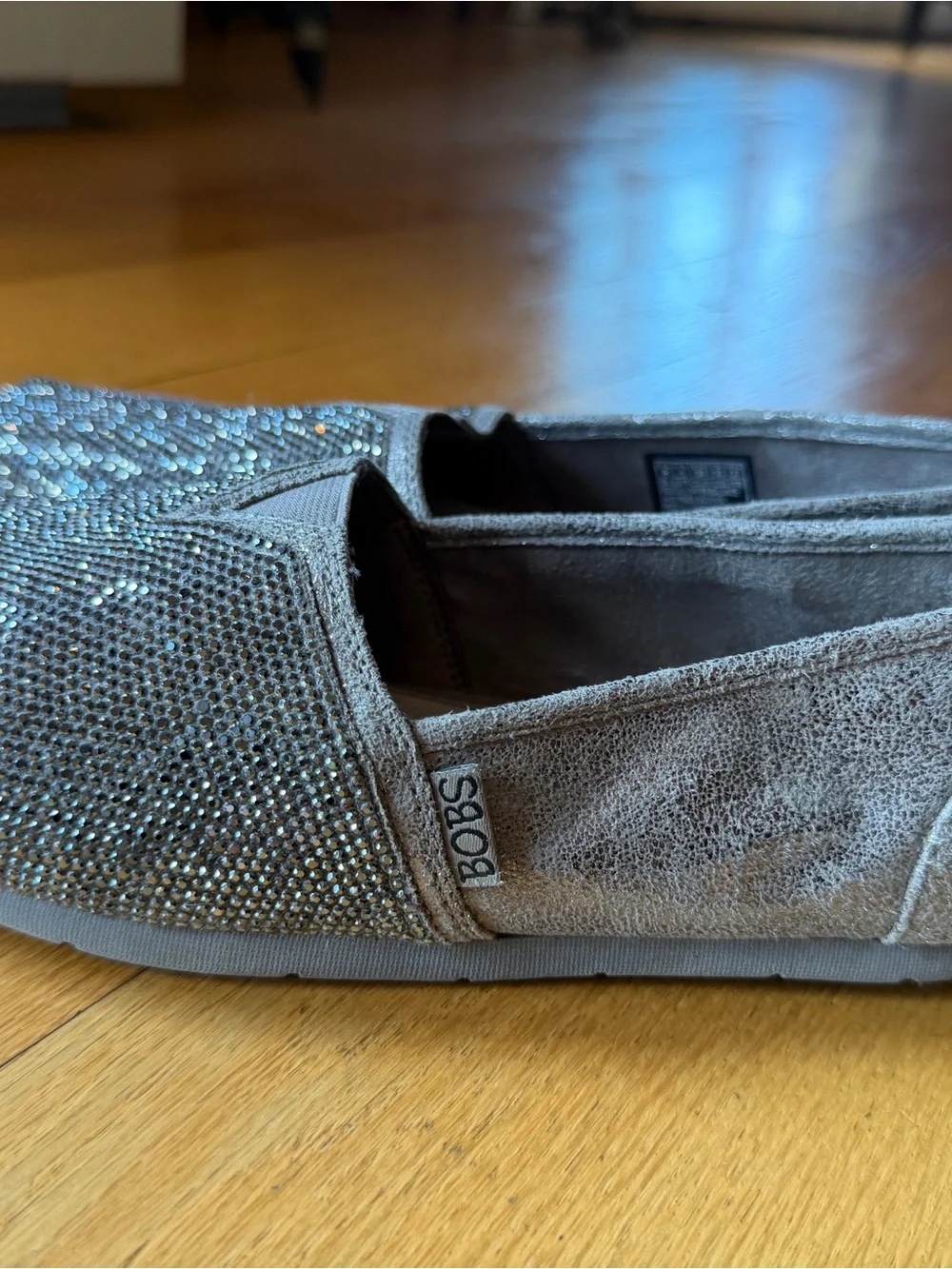 BOBS from Skechers Silver Rhinestone Slip-On Flats